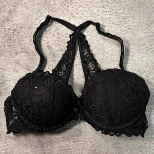 Victorias Secret Pink Black Lace Racerback Bra